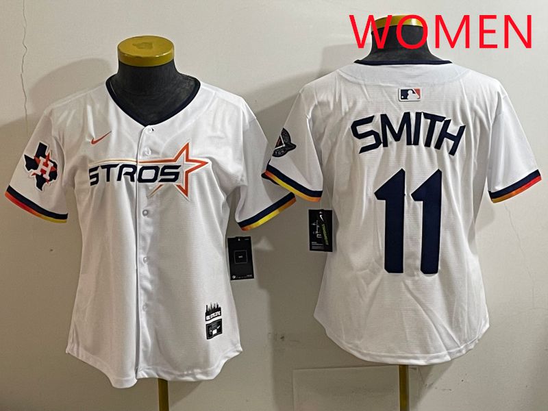Women Houston Astros #11 Smith White three generations Joint Name Nike 2025 MLB Jersey style 8